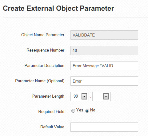 Validating via a Java External Object