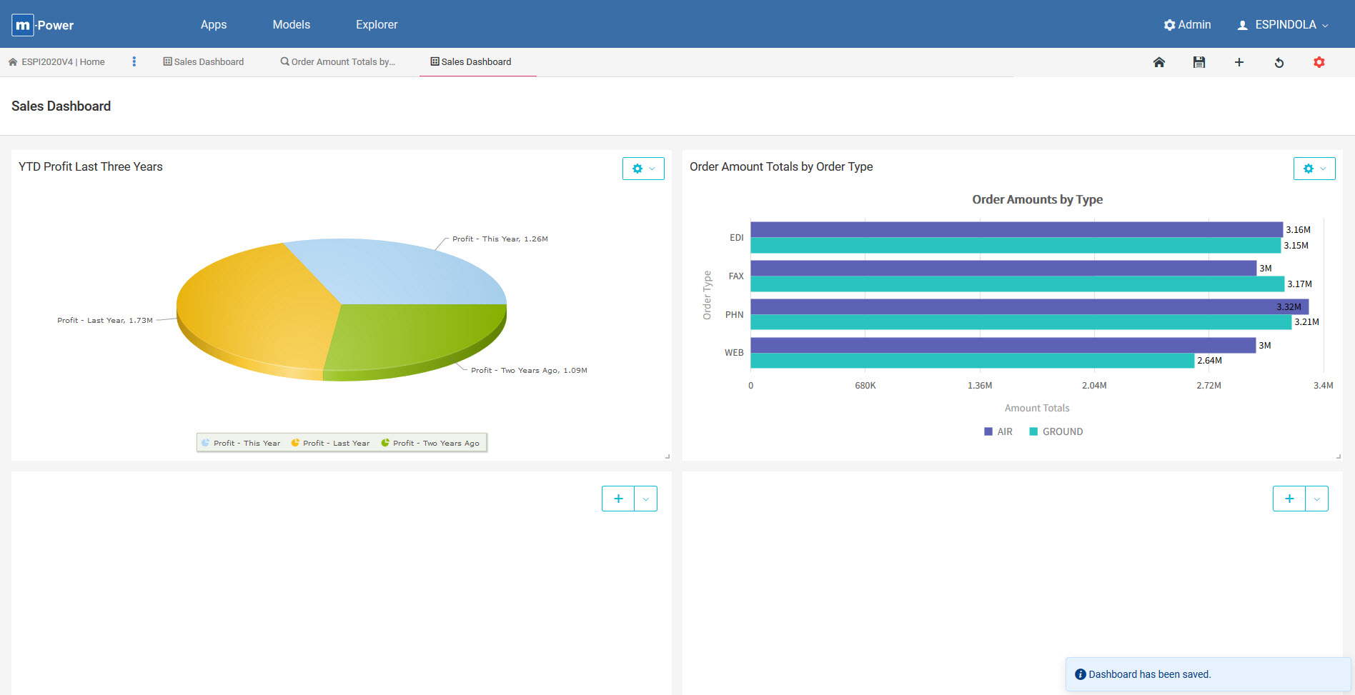 Click to enlarge image Dashboard with an m-Power Application and DX Design