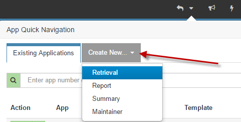 Application Quick Navigation Arrow