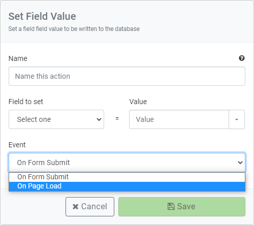 Workflow component allows users to set values on page load
