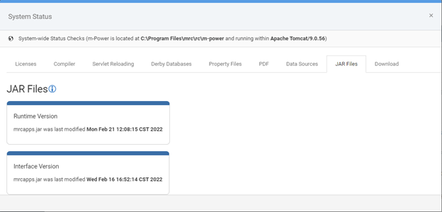 m-Power's system status feature