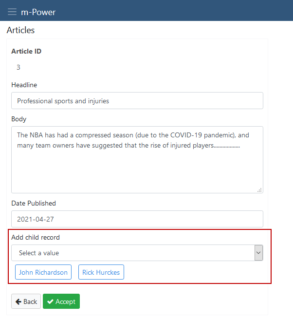 Editing the maintainer form of the parent maintainer