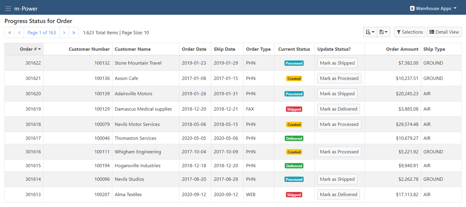 Retrieval with Status Buttons