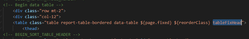 Table HTML code