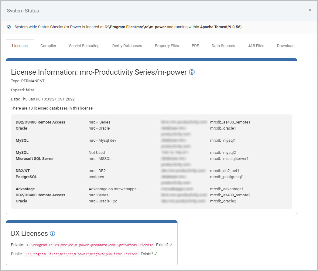 System Wide Status Screen